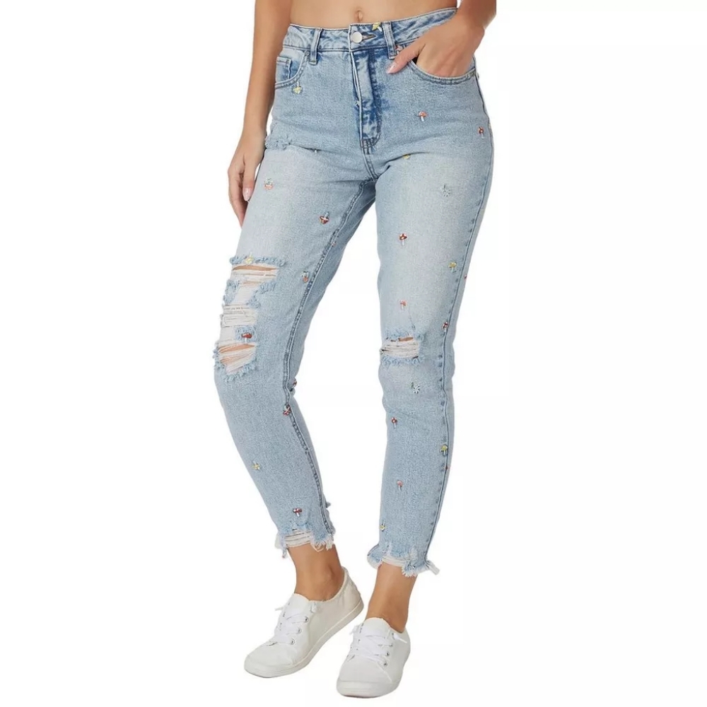 Tinsletown Womans Mushroom Vintage Denim Jeans